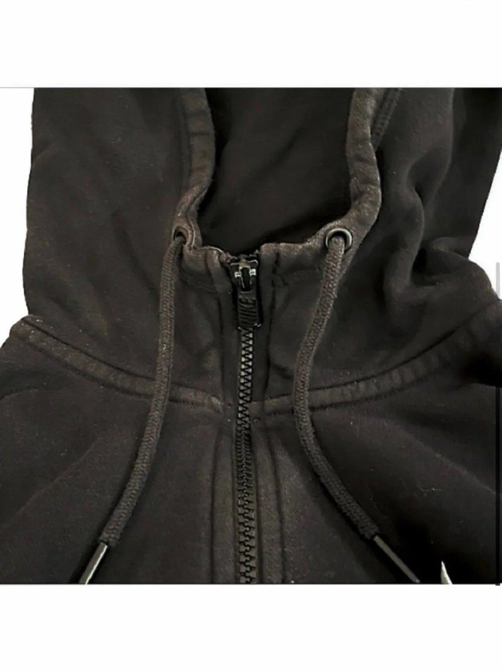 Nike- Full Zipper Black Logo Hoodie with High Neck Zip Closure. Size: Small